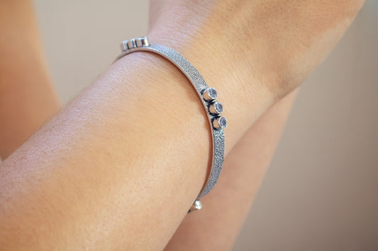 Silver Bangle with Diamonds