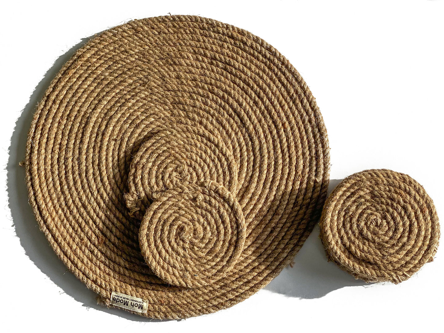 Hand-crafted jute coasters (set of 7)