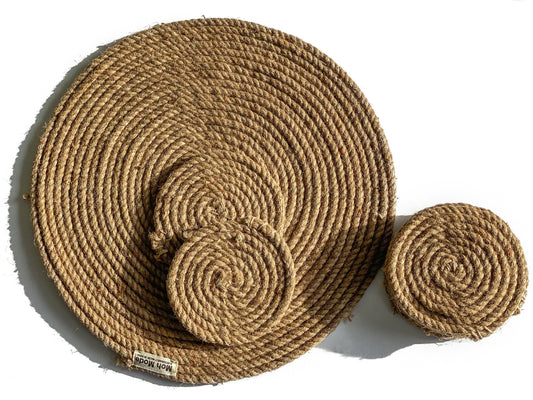 Hand-crafted jute coasters (set of 7)