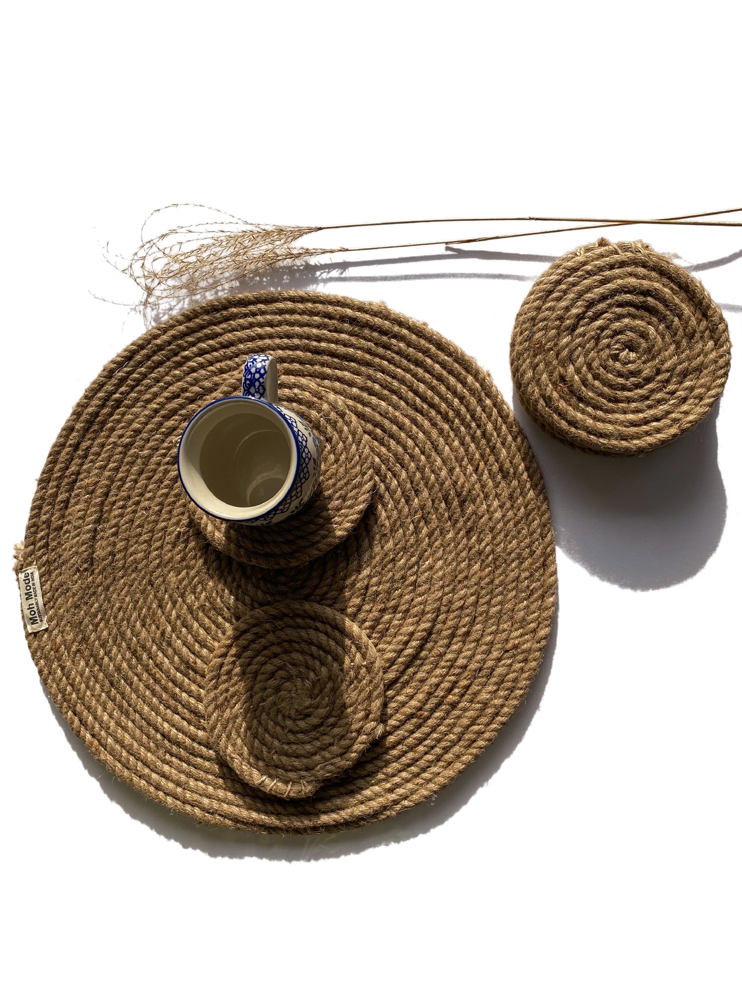 Hand-crafted jute coasters (set of 7)