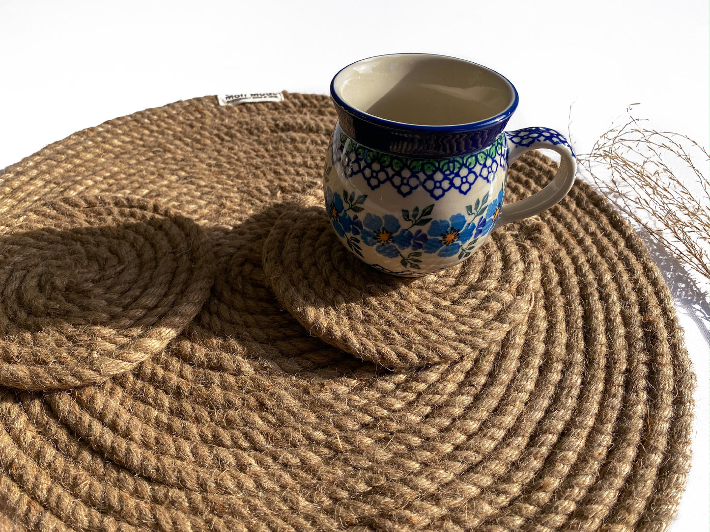 Hand-crafted jute coasters (set of 7)