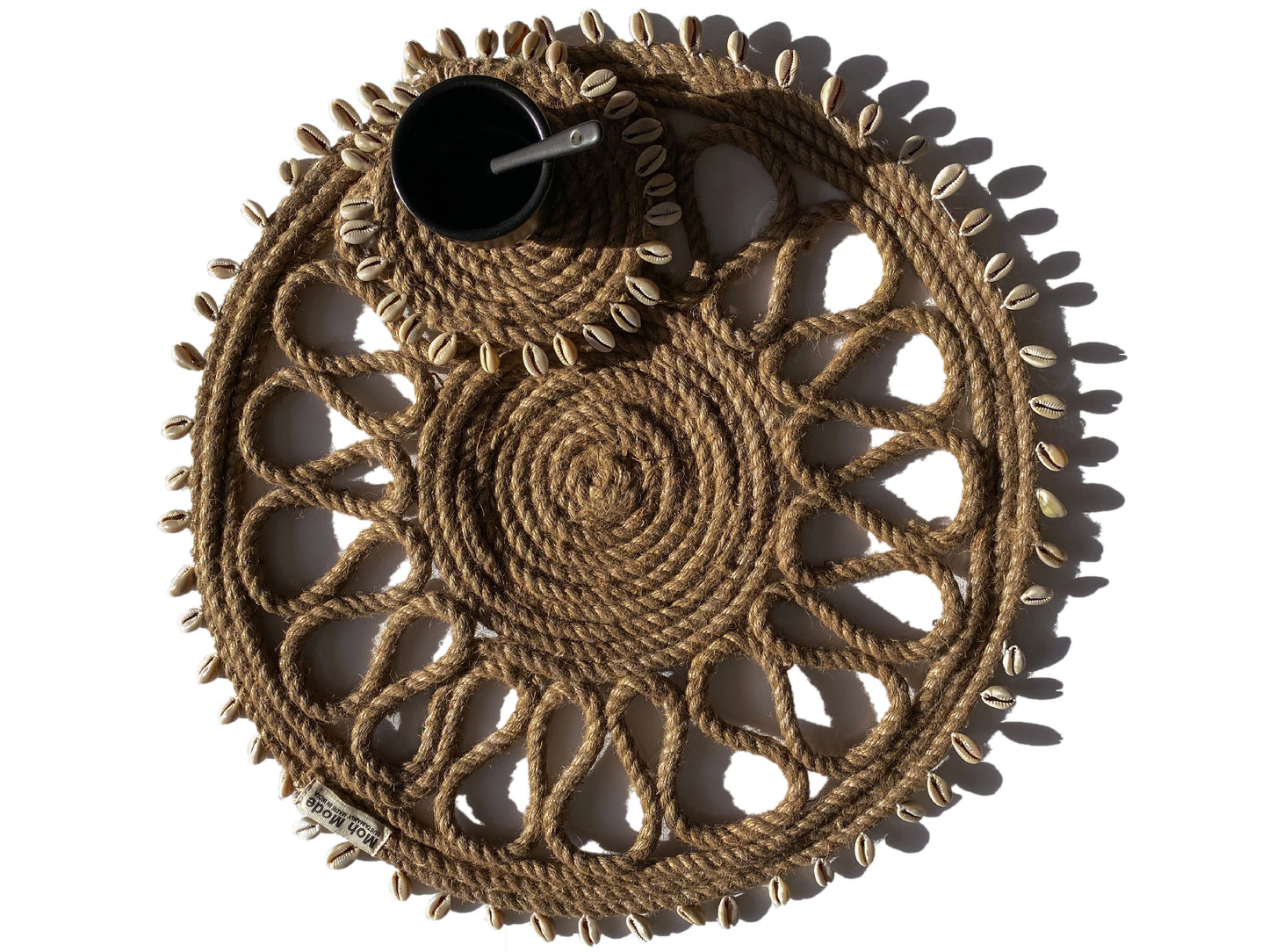 Hand made jute & cowrie placemat